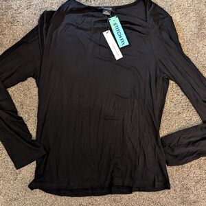 NWT Sanctuary Elegant Black Asymmetrical Long Sleeve Top Size XXL